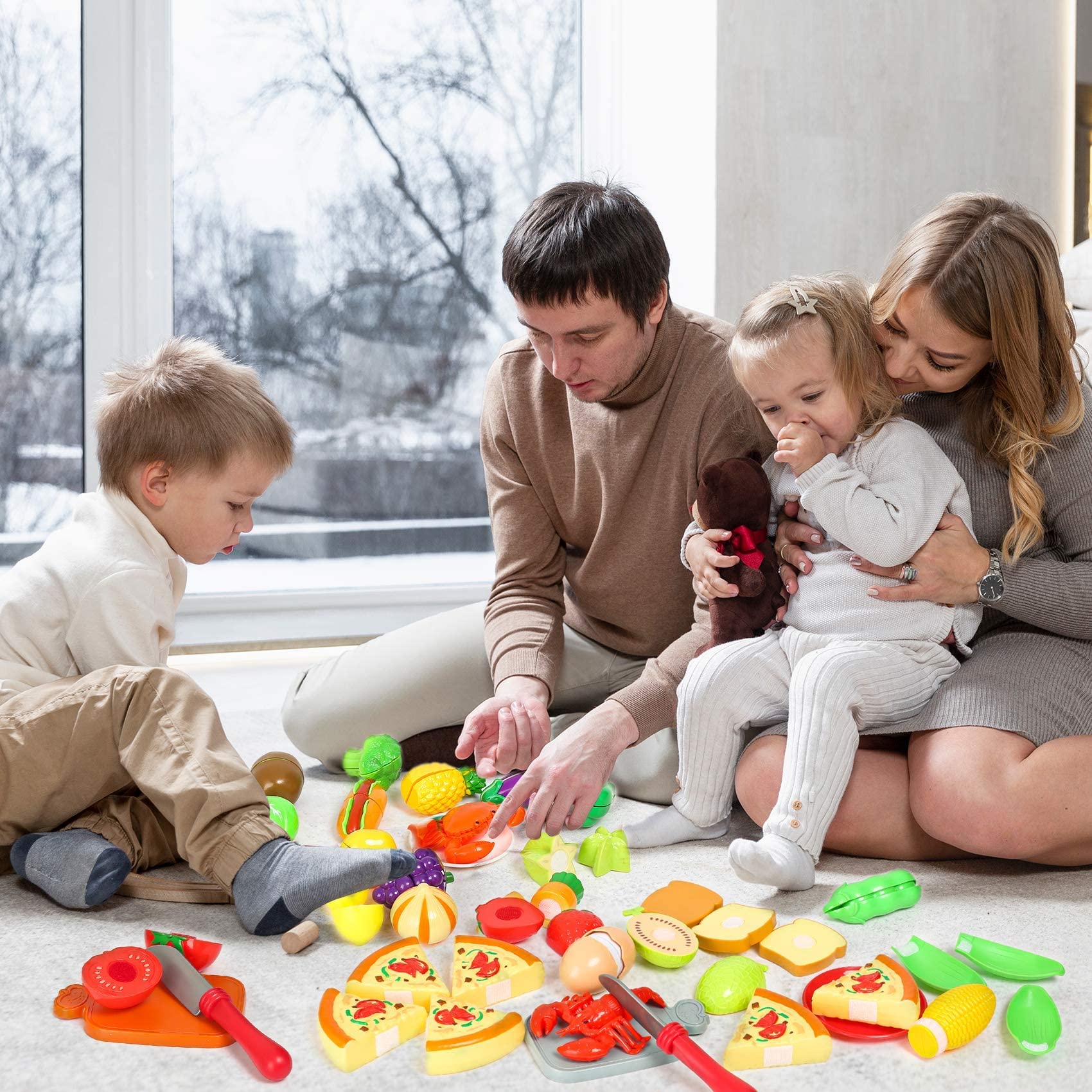 Shimirth fruit and vegetable playset with peel and shell features.