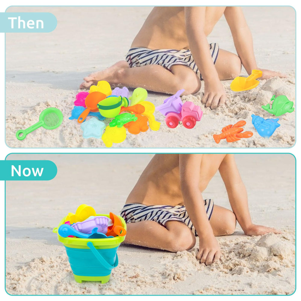Shindel blue green color combo collapsible bucket for sand and water