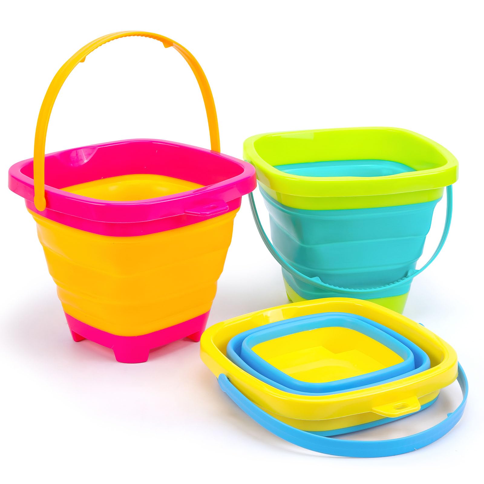 Shindel 3-pack foldable pail bucket package view for compact storage