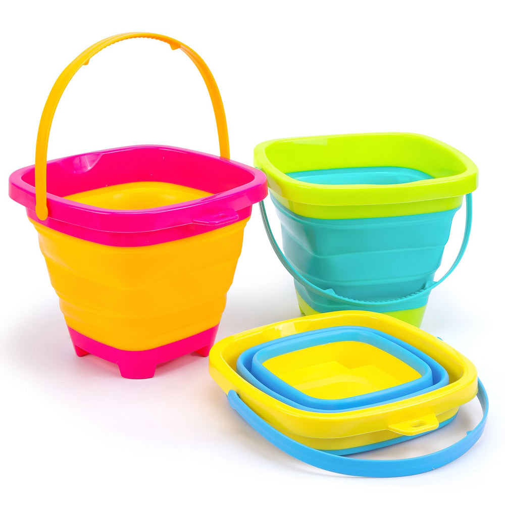 Shindel 3-pack foldable pail bucket package view for compact storage
