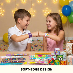 Shindel slap bracelets tie-dye design, vibrant rewards for classrooms.