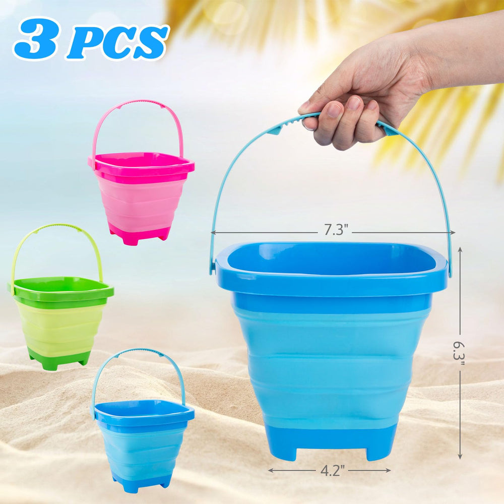 Shindel collapsible green bucket for sandcastle play and travel ease