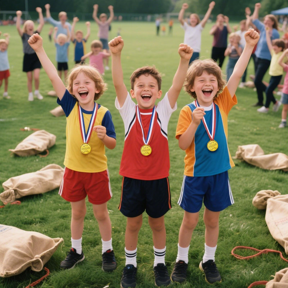 Shindel double-sided winner medal with star design for festive recognition.
