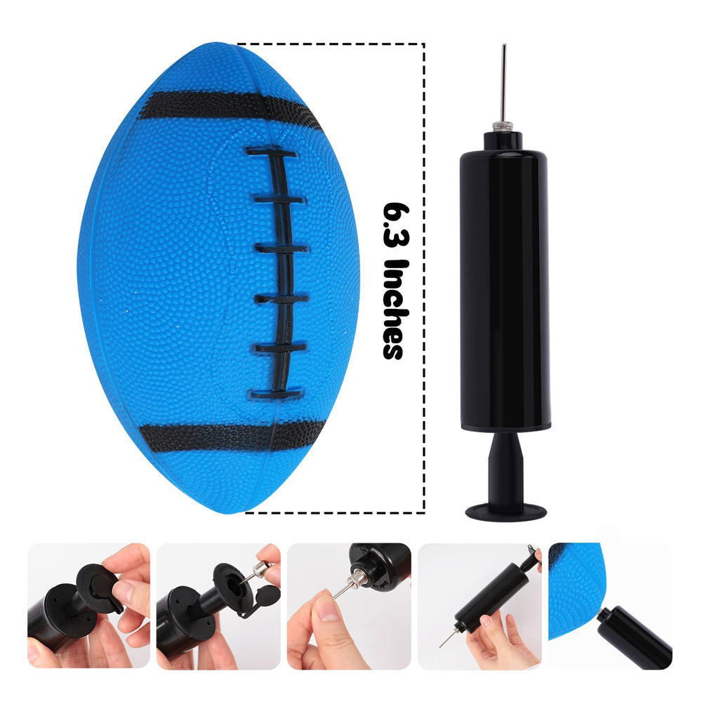 Shindel inflatable football pump with hidden needle assists quick inflation.