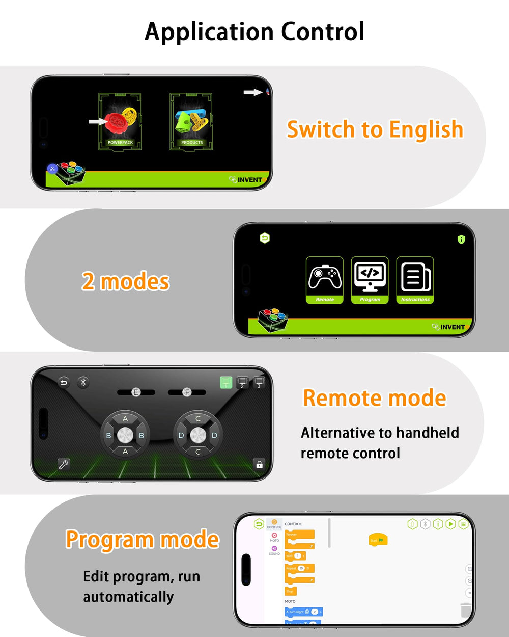 SHINTACRY Power Functions RC Kit app control for programmable operation