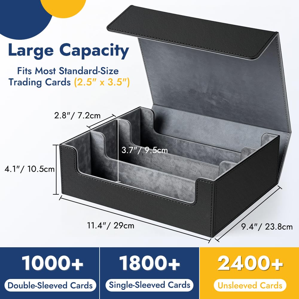 Shintop card storage box dividers organize 2400+ unsleeved or 1800+ single-sleeved decks