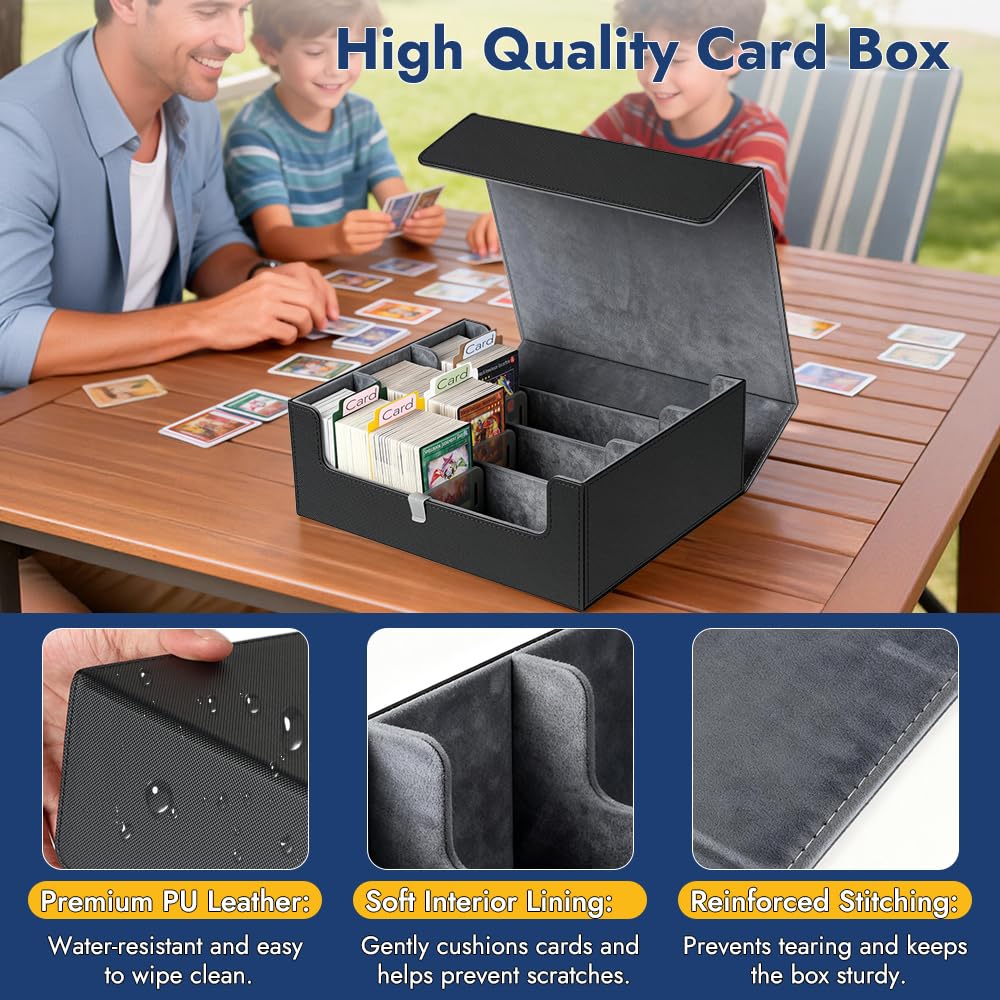 Shintop card storage box durable PU leather exterior resists scuffs and daily use