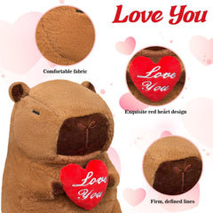 SHINUOER capybara plush heart-holding, a kawaii gift for her or kids.