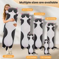 SHINUOER cat plush on bed demonstrates relaxing support and cozy comfort.