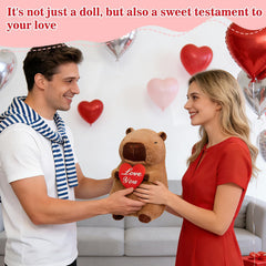 SHINUOER red-heart capybara plush as stylish Valentine’s Day decor.