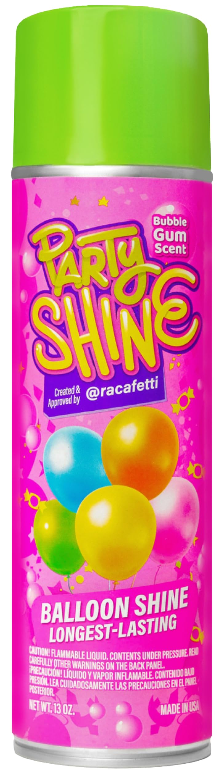Shiny Fiesta Bubble Gum Balloon Spray bottle applies a glossy finish to latex balloons.