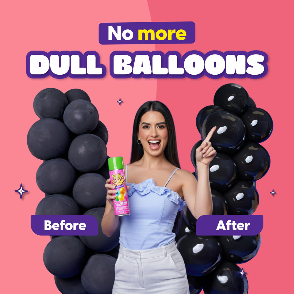 Shiny Fiesta waterproof coating protects balloons indoors and outdoors.