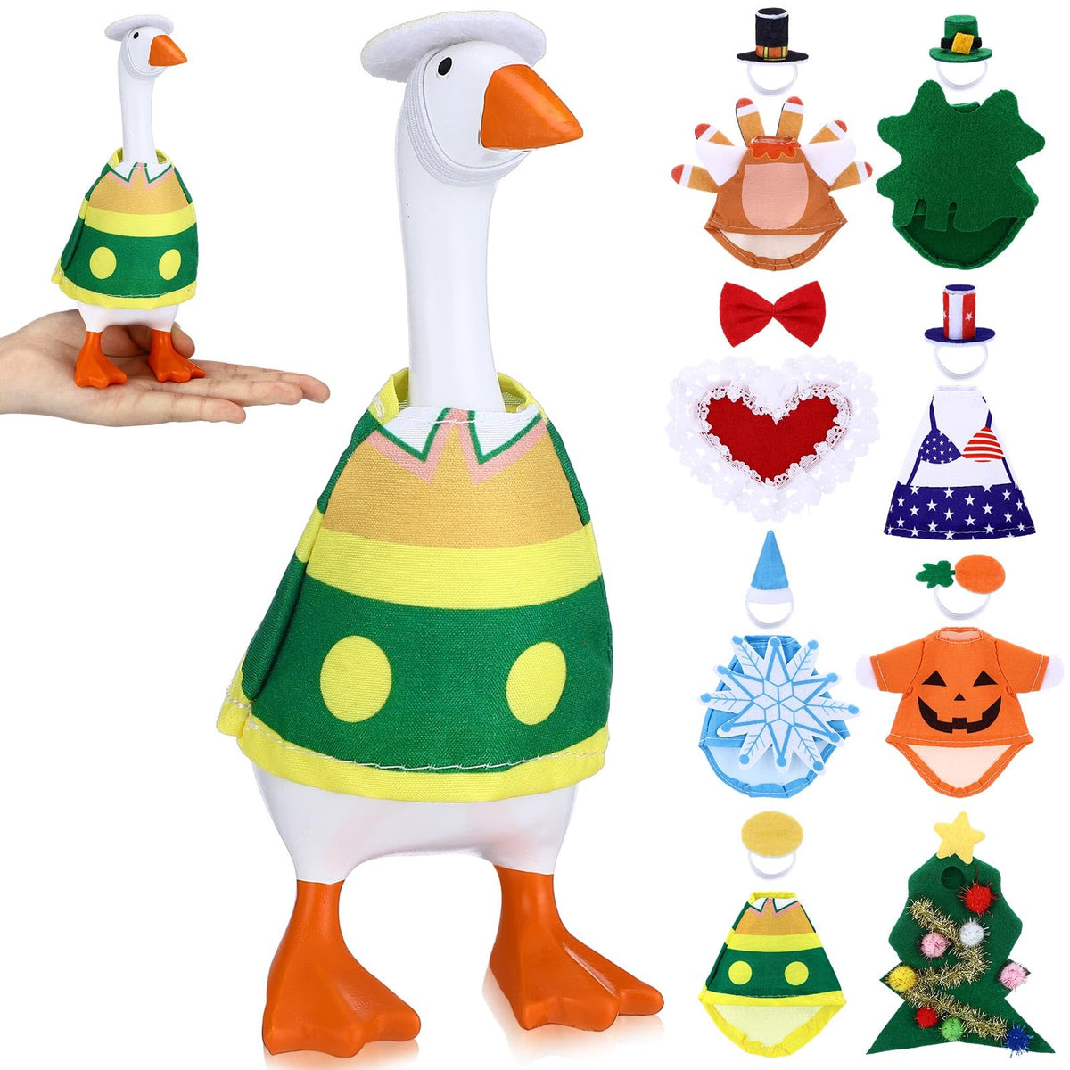 Shinylin desk goose outfits for St. Patrick's Day add festive charm to your display.