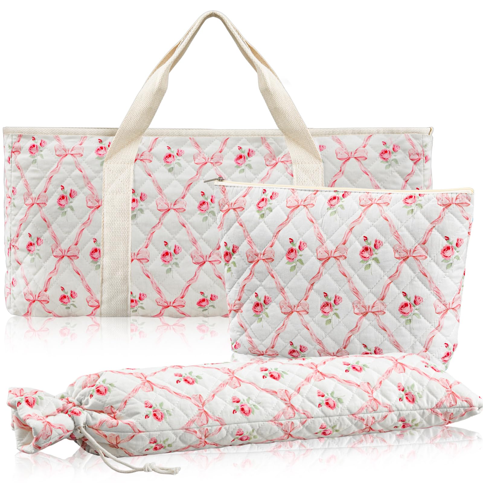 Shinylin mahjong bag with pink bow, large interior for a full set