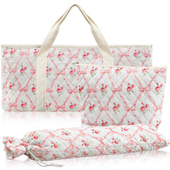 Shinylin mahjong bag with pink bow, large interior for a full set