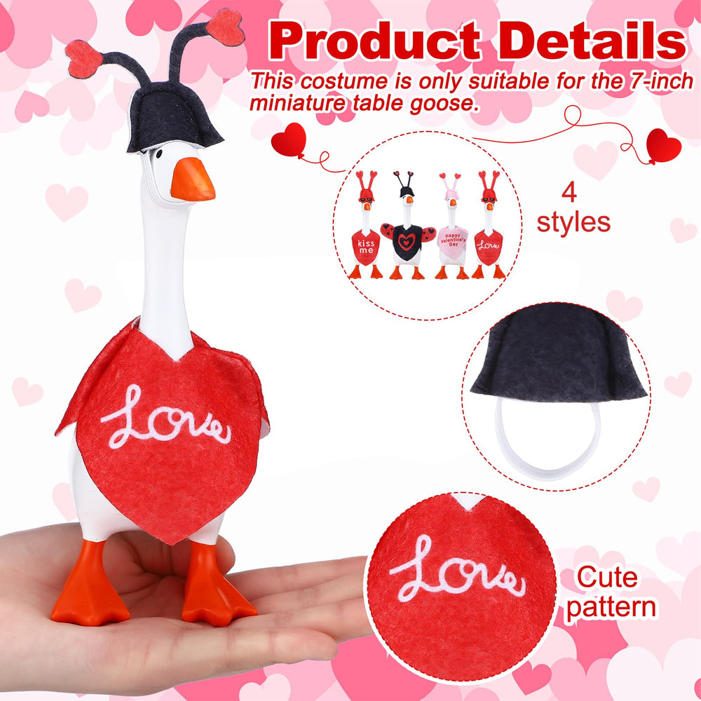 Shinylin red heart outfit on a desk goose, creating bold Valentines accents.