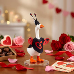 Shinylin Valentine goose display with multiple outfits for seasonal decor.
