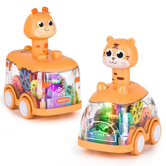 ShinySong giraffe-driver press-and-go car encourages imaginative play for toddlers.