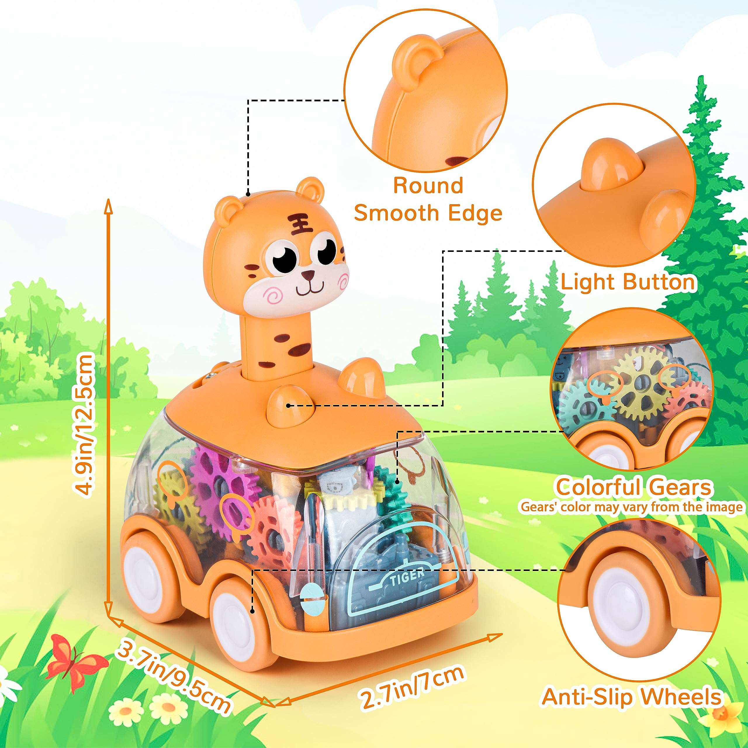 ShinySong tiger-driver press-and-go car sparks mobility during playtime.