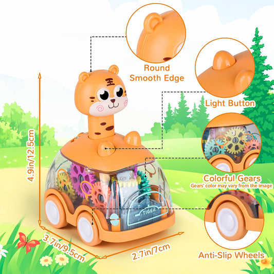 ShinySong tiger-driver press-and-go car sparks mobility during playtime.