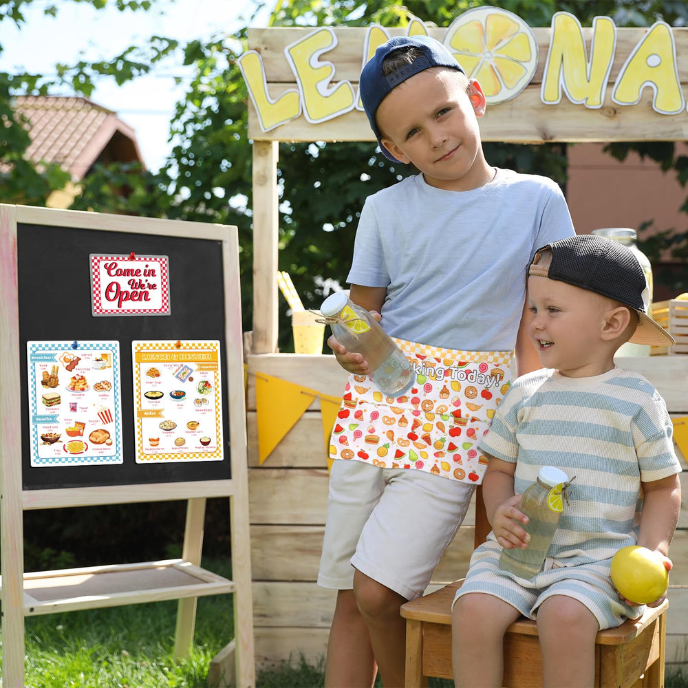 SHIQIKEJIPTY laminated menus resist wear for lasting pretend play.
