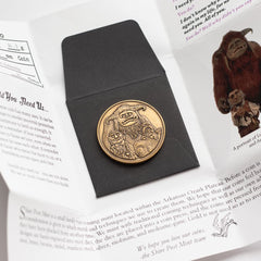 Shire Post Mint Labyrinth token diameter detail emphasizes compact, holdable size.