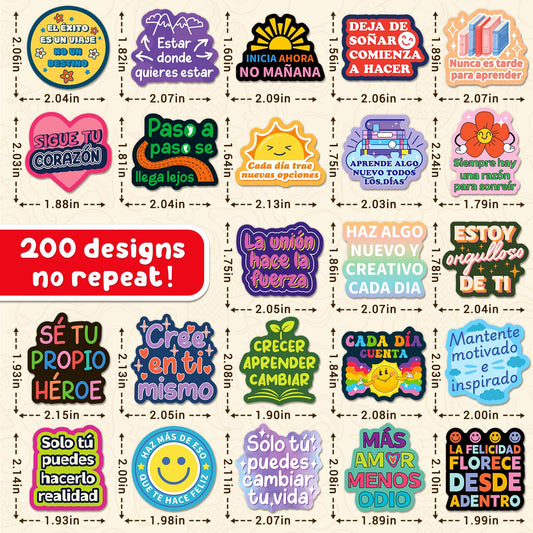 Shizvaeus 200pcs stickers with uplifting phrases for journals and scrapbooks.