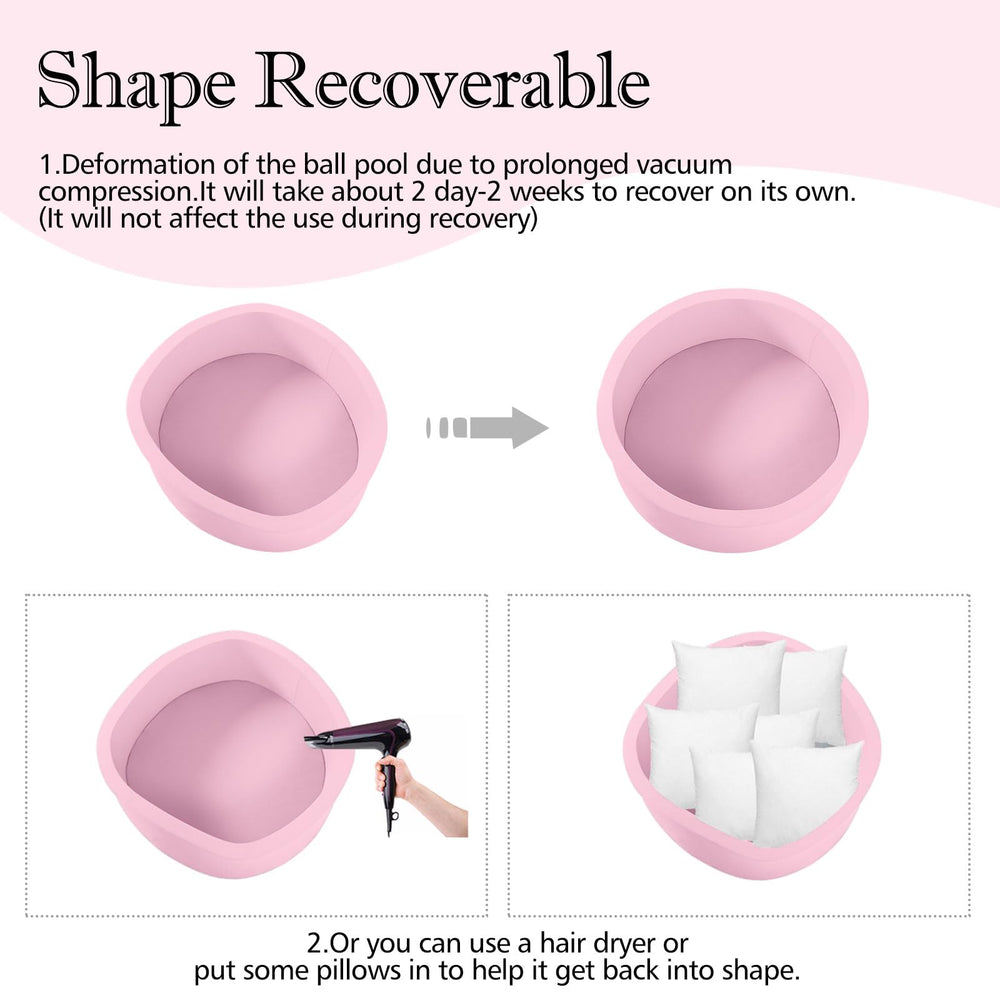 SHJADE pink ball pit kid playing inside encourages active, imaginative play.