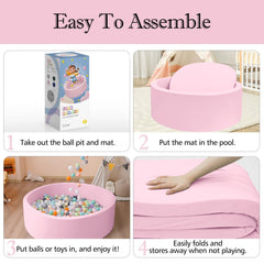 SHJADE ball pit pink round cover with zipper for easy cleaning