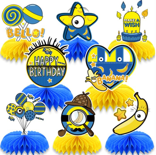 SHONHONG honeycomb centerpiece with yellow cartoon designs for festive table decor