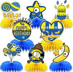 SHONHONG honeycomb centerpiece with yellow cartoon designs for festive table decor