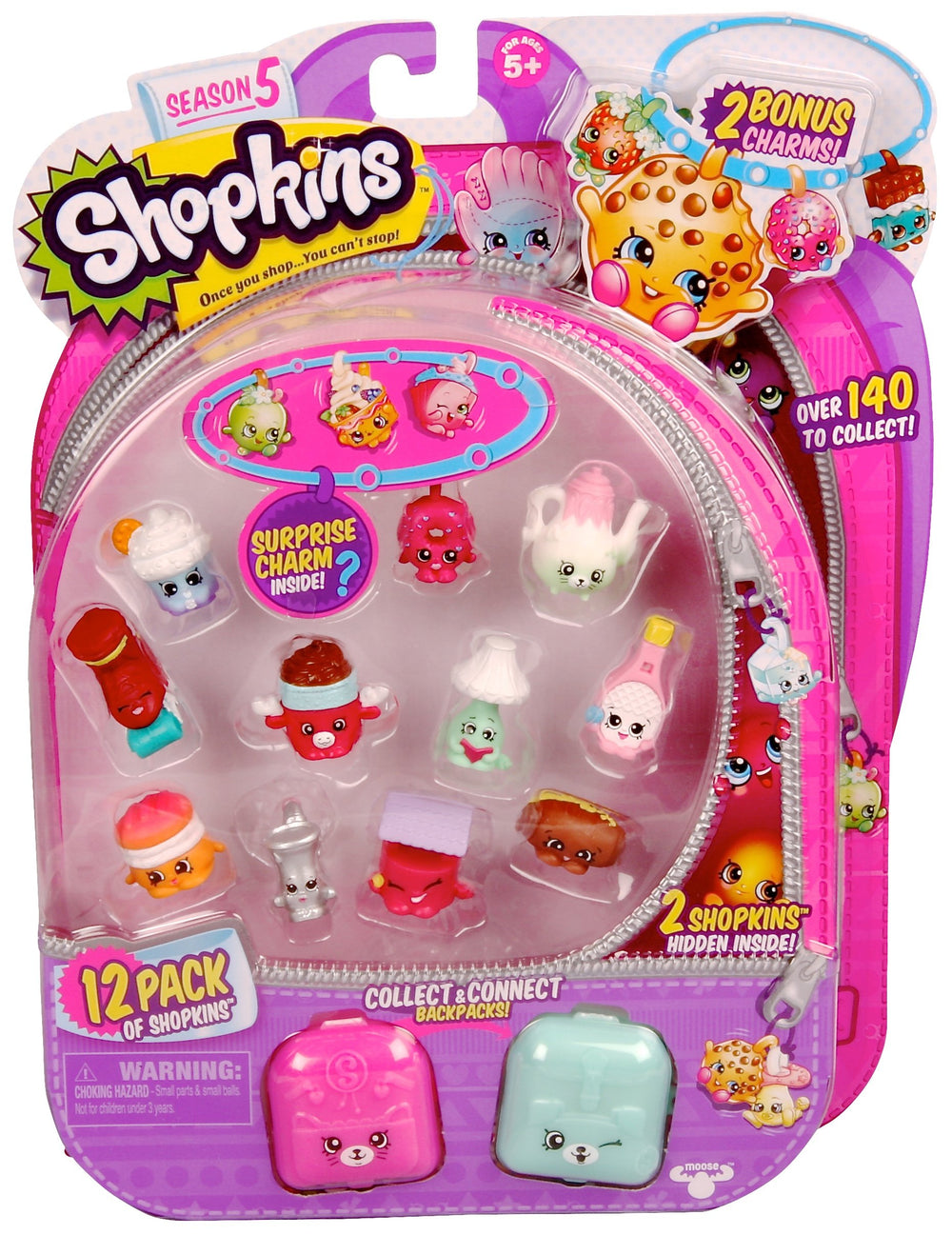 Shopkins Season 5 12-pack display-ready miniatures on a shelf or desk.