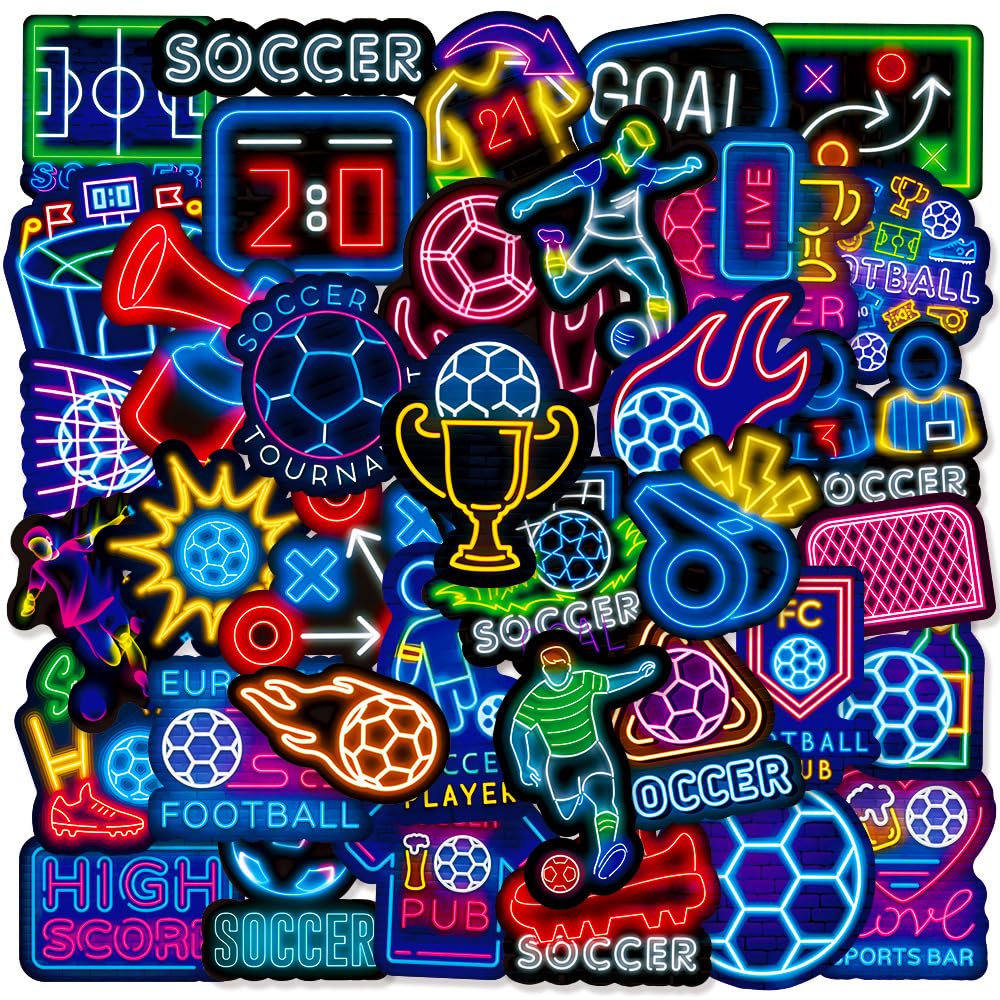 Shouqiuzhonglv neon soccer sticker on water bottle adds vivid style and motivation