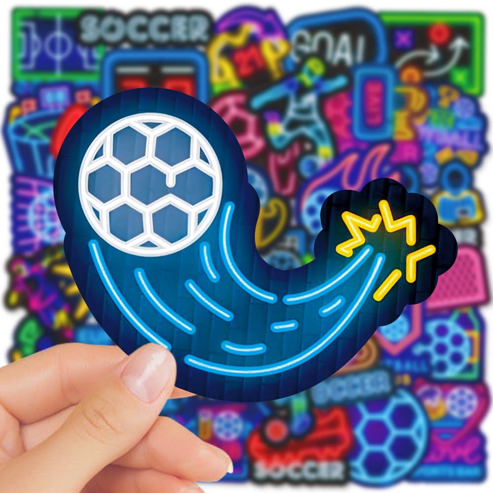 Shouqiuzhonglv neon soccer sticker on helmet for sporty flair and personalization