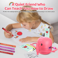 Shovira drawing robot drawing-action in progress demonstrates line-by-line art lessons