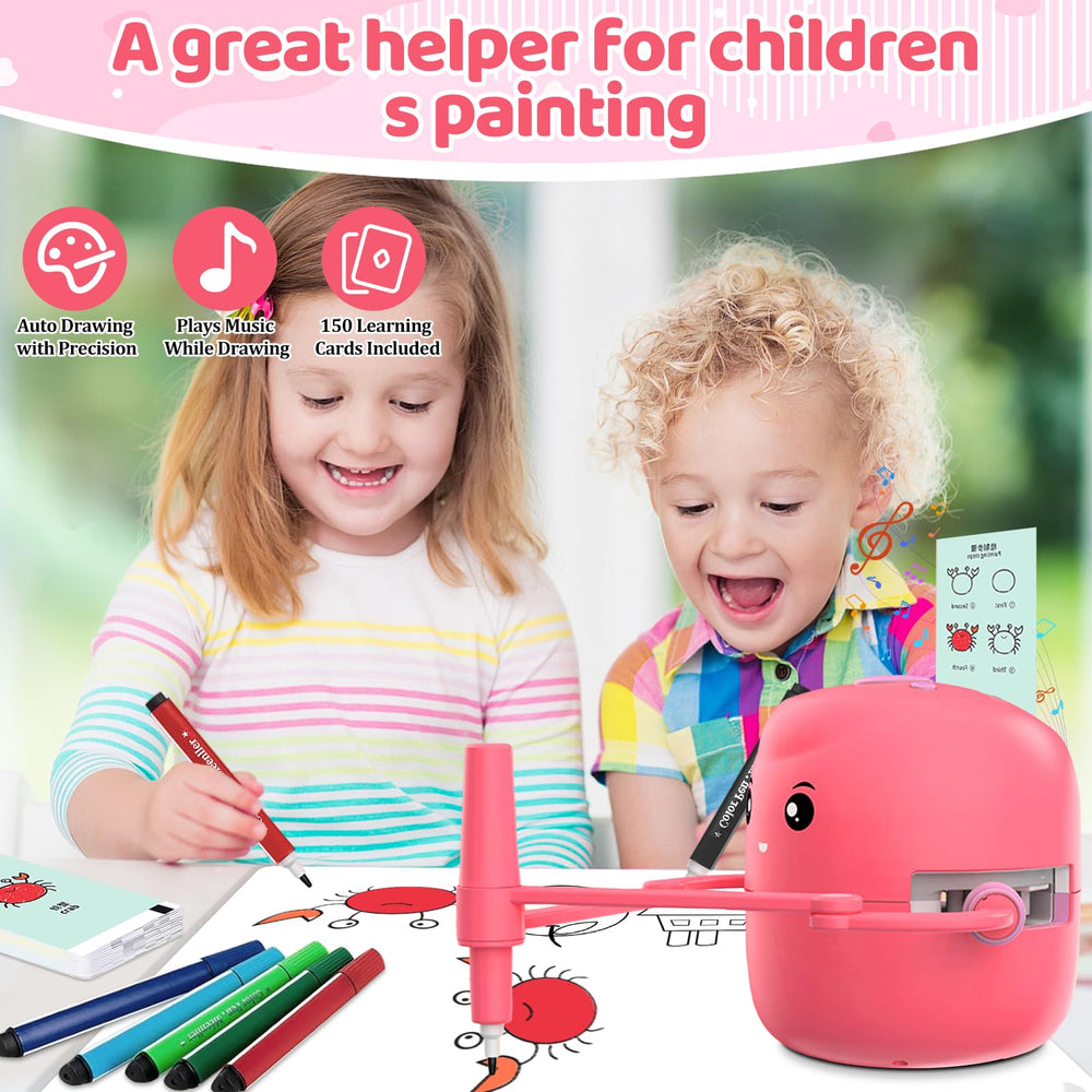 Shovira drawing robot marker-loading scene shows ready-to-use markers for bright art