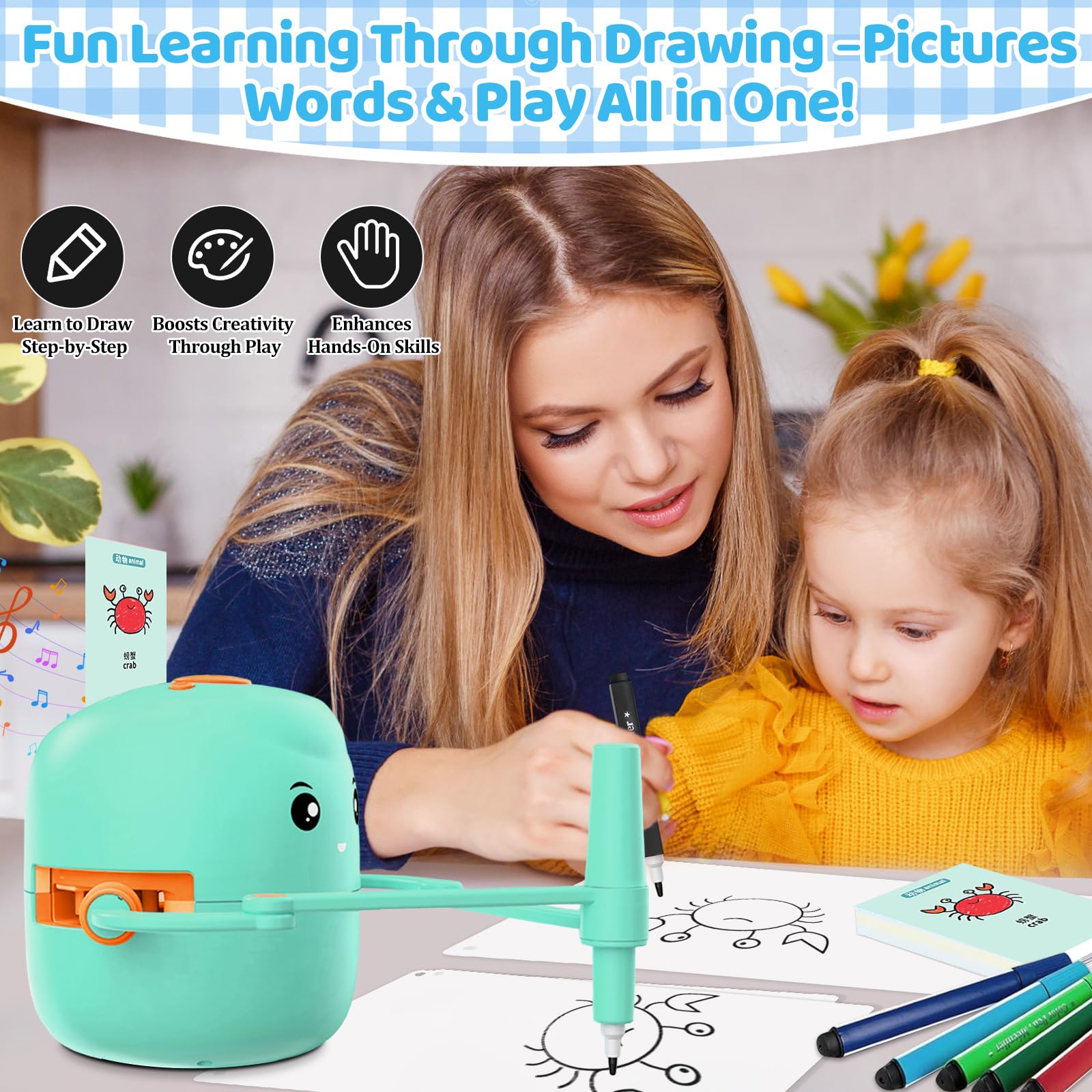 Shovira drawing robot draws step-by-step shapes for practice