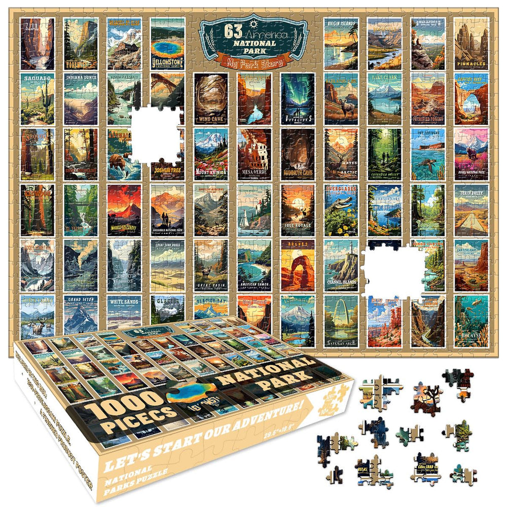 SHOXREM puzzle box front with vintage travel art for quiet evenings