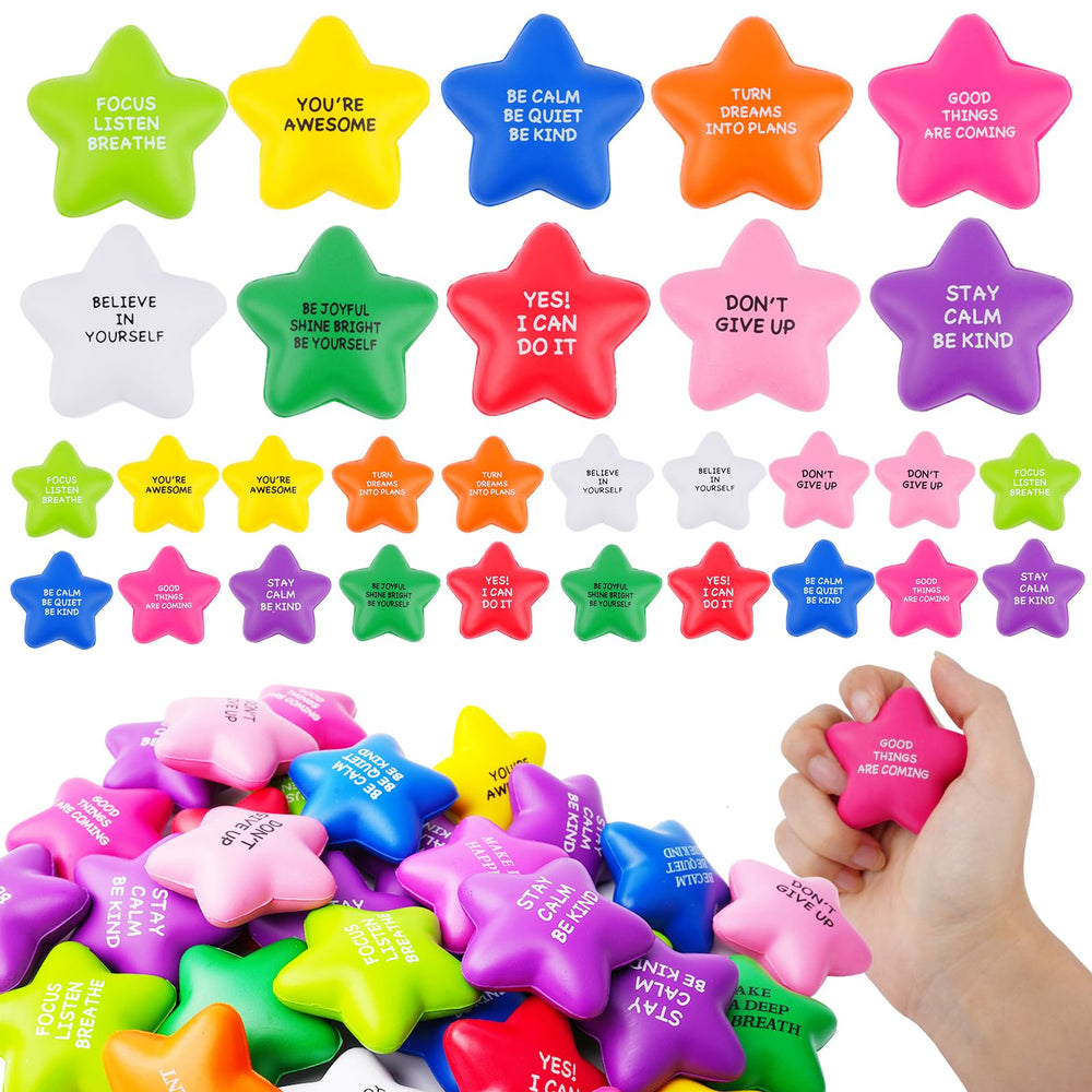 SHQDD bulk star stress balls in assorted colors for quick stress relief and classroom fun.