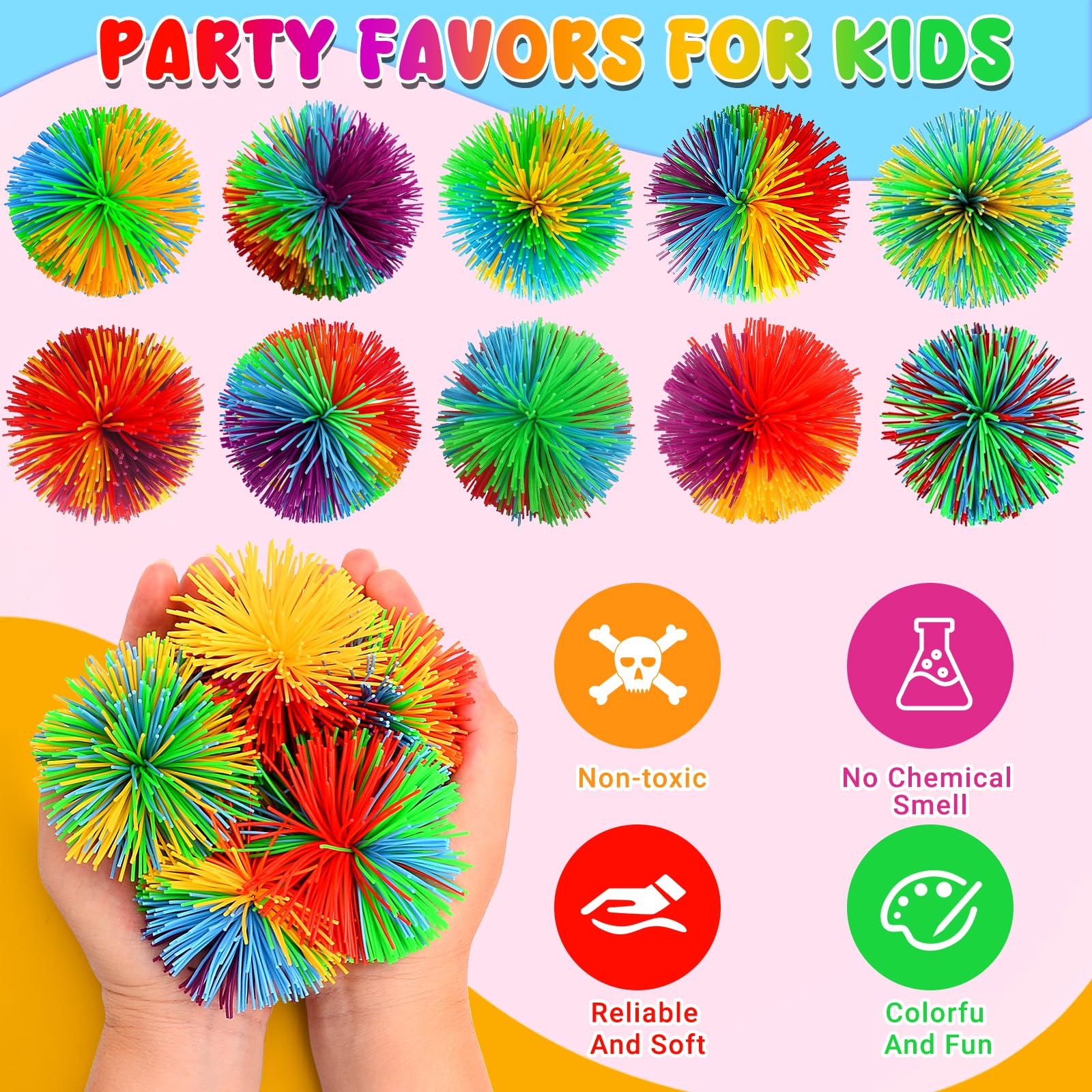 Kids' hands holding SHQDD colorful sensory balls for calm-down moments.
