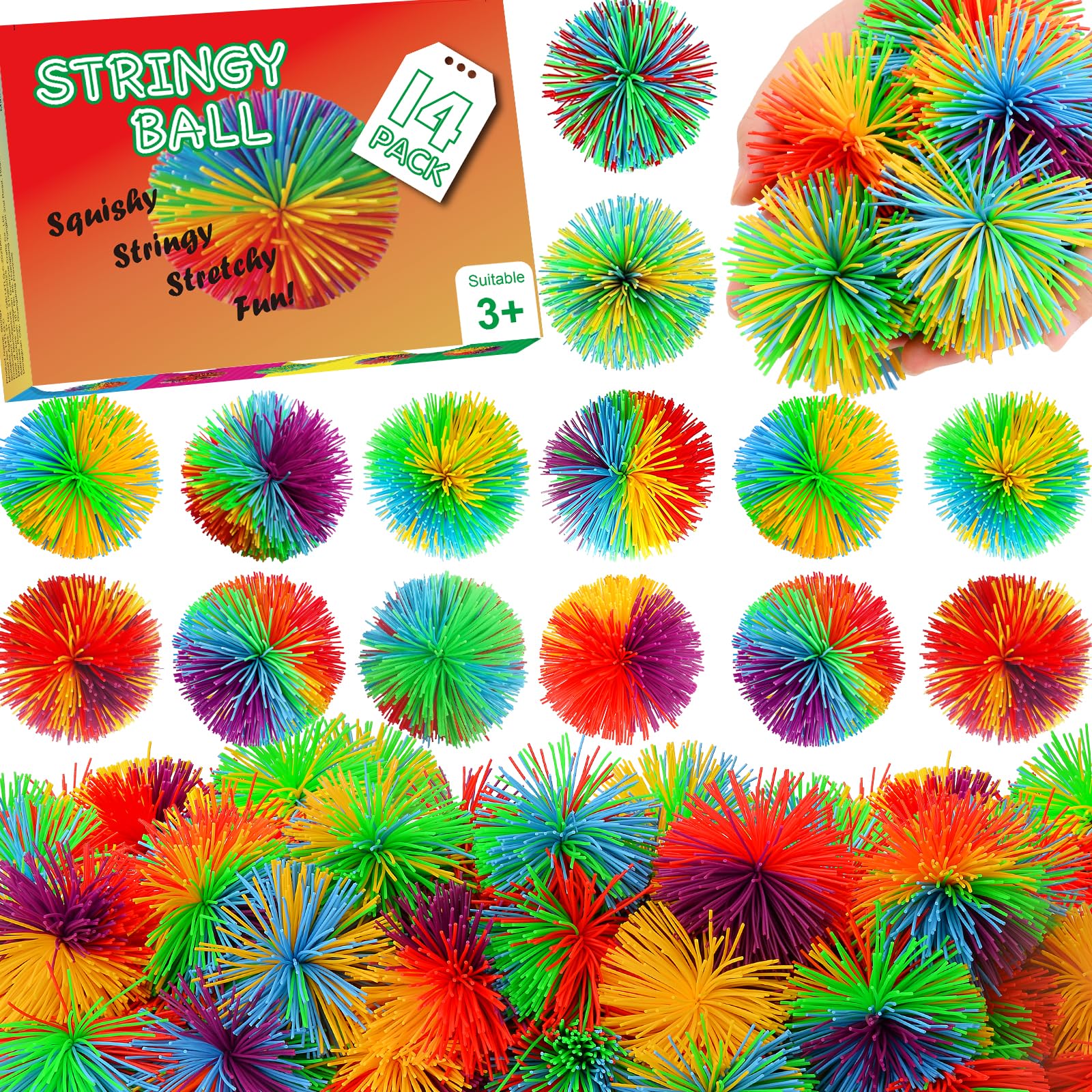 SHQDD rainbow stringy balls pack for colorful sensory play and focus.