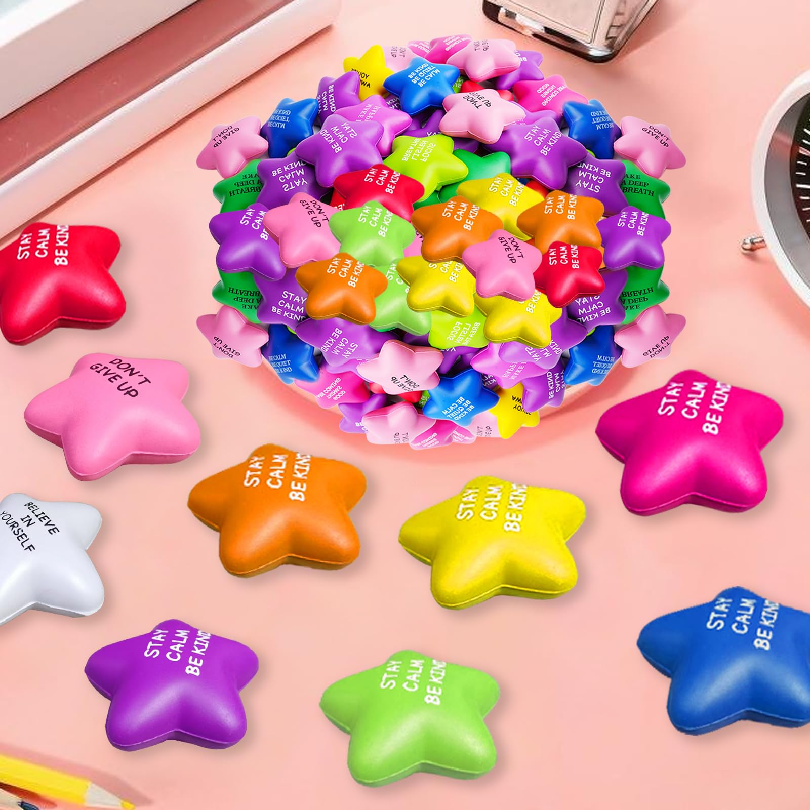 SHQDD star stress balls color variety enhances mood and focus during work.