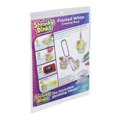 Shrinky Dinks Creative Pack frosted white sheets for colorful charms and keychains.