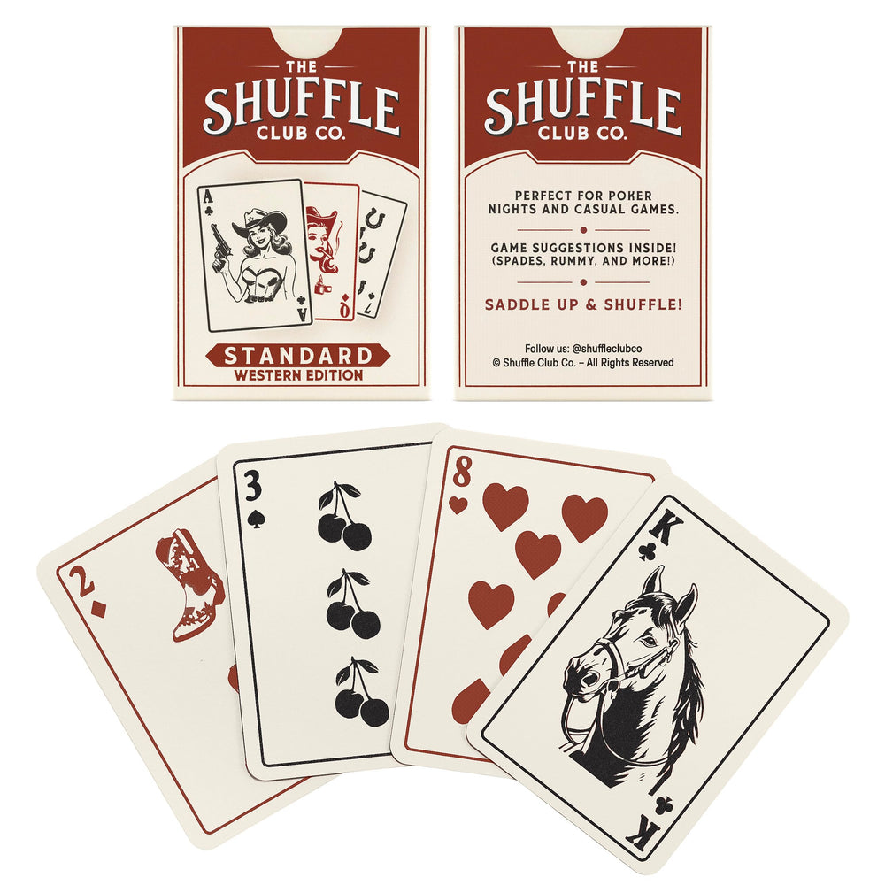 Shuffle Club Western deck ace and pips detail highlights premium craftsmanship for card enthusiasts.