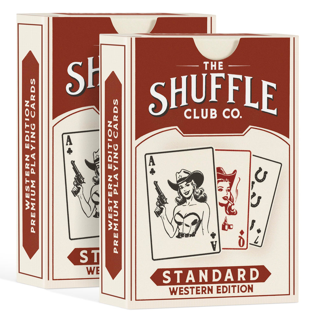Shuffle Club Western deck front design evoking classic cowboy flair for game night