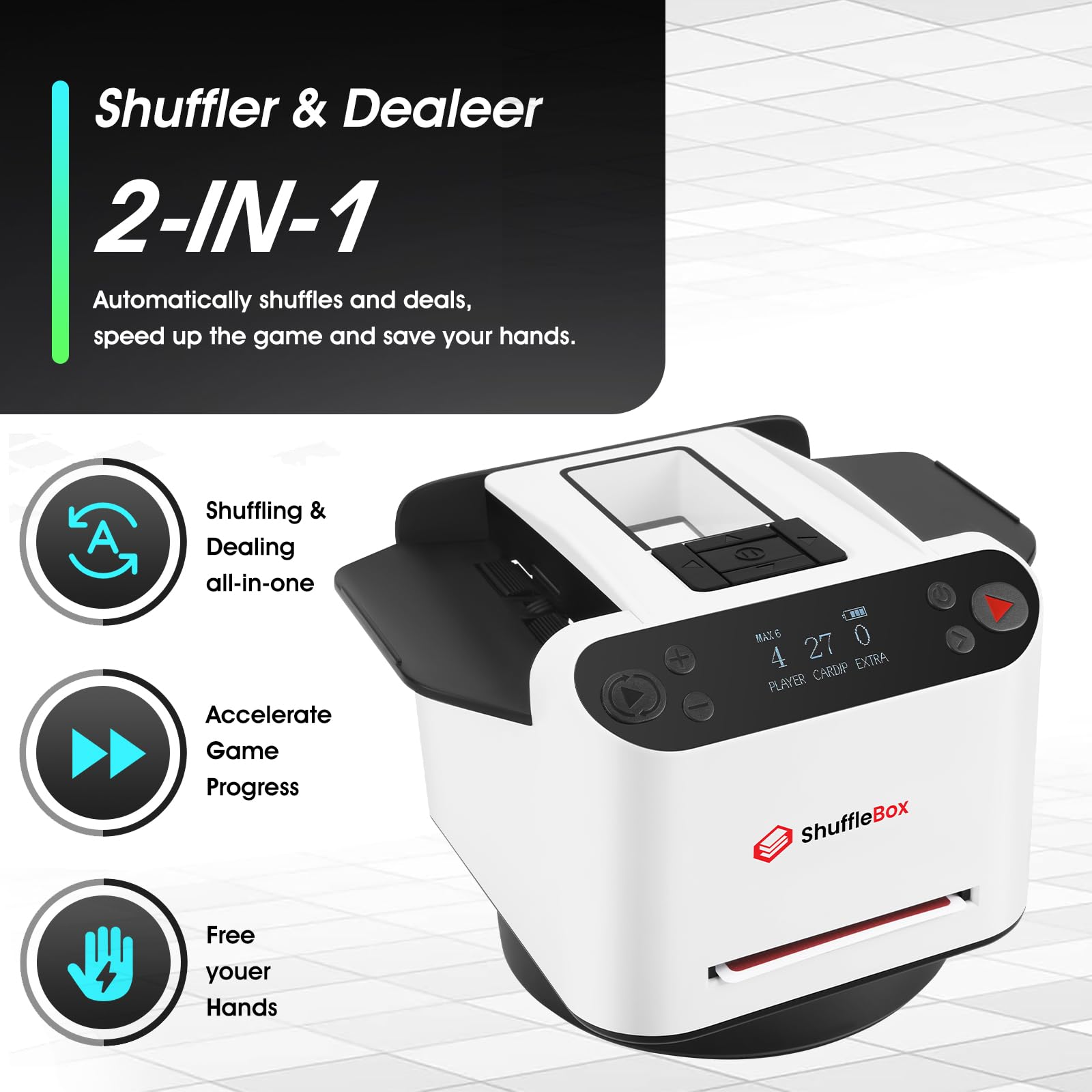 ShuffleBox G1 Pro 2025 remote call feature to grab a card without interrupting