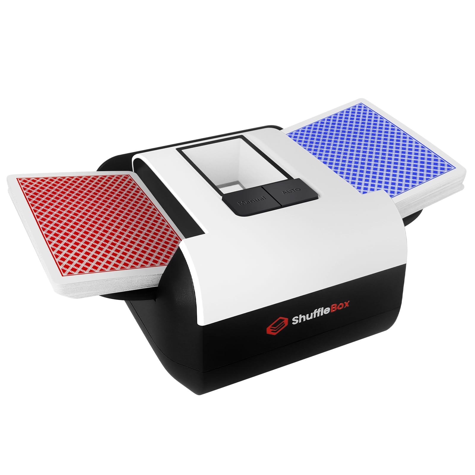 ShuffleBox S1 automatic shuffler demonstrates smooth deck prep for game nights.