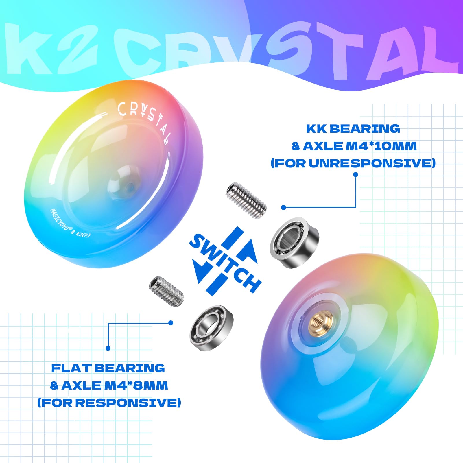 ShungRu K2 crystal yoyo durable PC body withstands hours of play