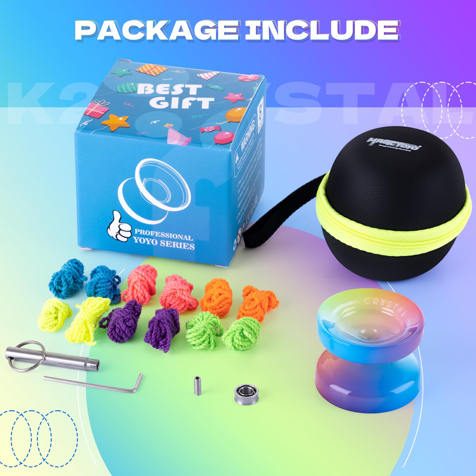 ShungRu K2 crystal yoyo practice tricks with 12 extra strings