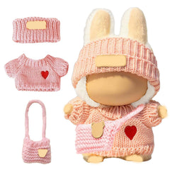 SHUOXUKE pink sweater for 17cm dolls, easy dressing and vibrant color.
